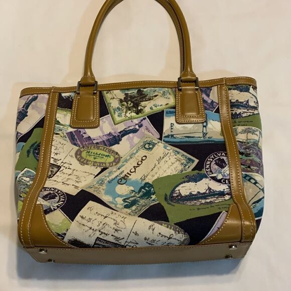 Talbots large stamp print satchel/travel tote/purse - Picture 3 of 13